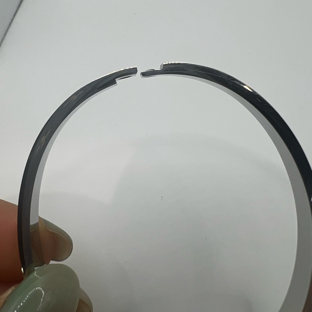 Silver Heart and Stone Bangle Bracelet - Picture 11 of 13